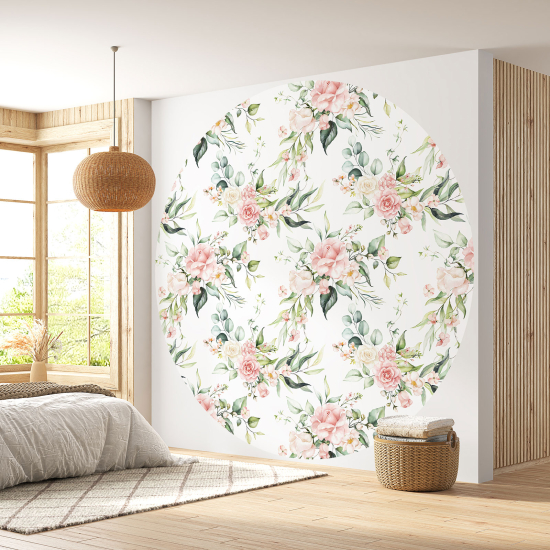 Papel pintado redondo - Motivo floral