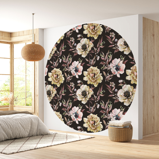 Papel pintado redondo - Motivo floral