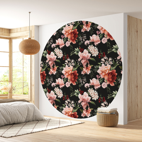 Papel pintado redondo - Motivo floral