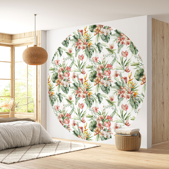 Papel pintado redondo - Motivo floral