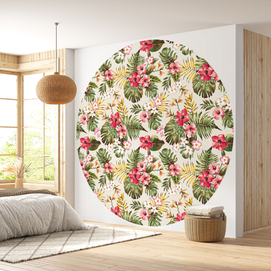 Papel pintado redondo - Motivo floral