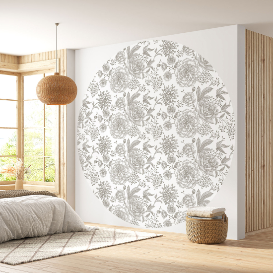 Papel pintado redondo - Motivo floral