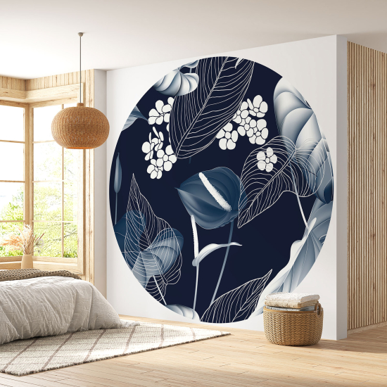 Papel pintado redondo - Motivo floral