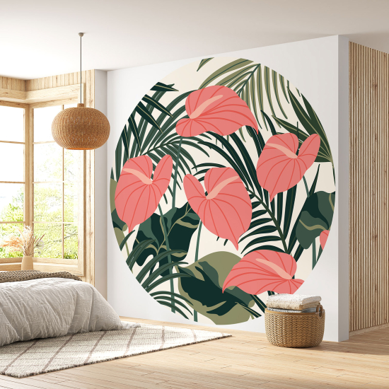 Papel pintado redondo - Motivo floral