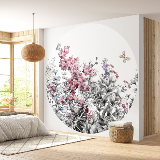 Papel pintado redondo - Motivo floral