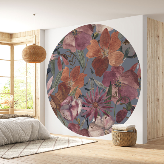 Papel pintado redondo - Motivo floral