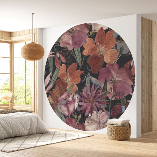 Papel pintado redondo - Motivo floral