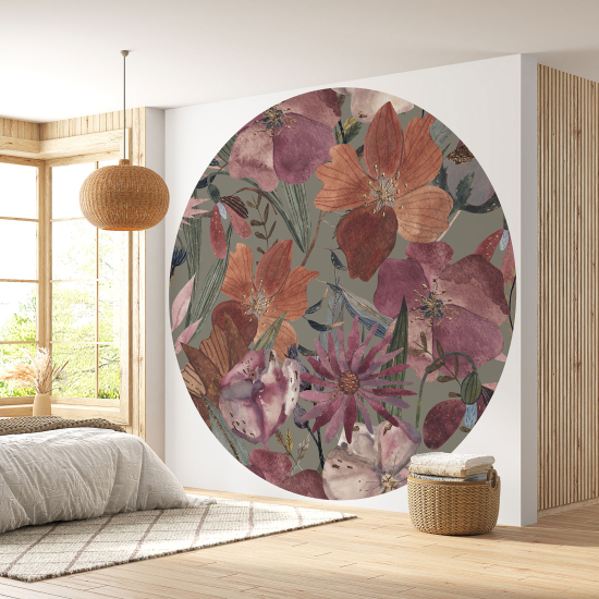 Papel pintado redondo - Motivo floral