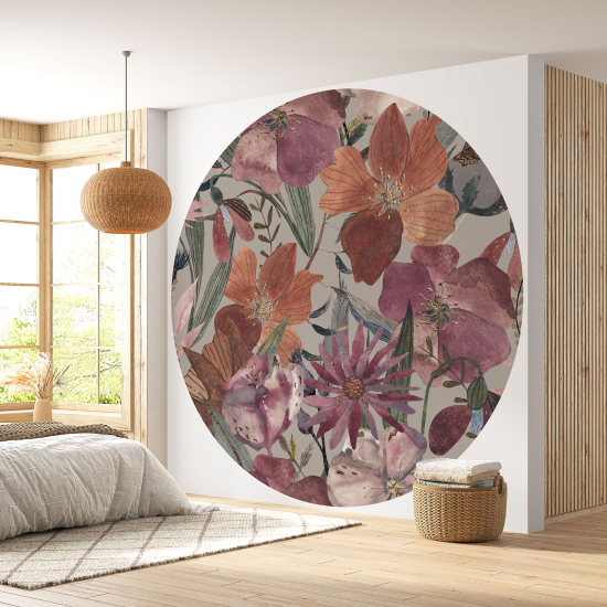 Papel pintado redondo - Motivo floral