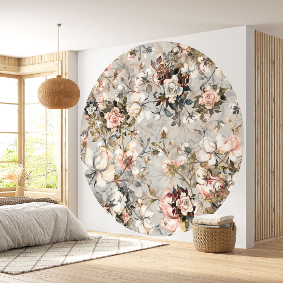 Papel pintado redondo - Motivo floral