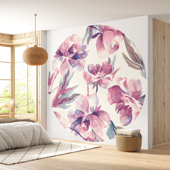 Papel pintado redondo - Motivo floral