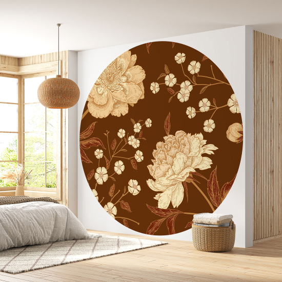 Papel pintado redondo - Motivo floral