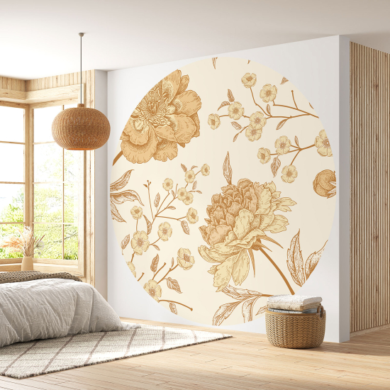 Papel pintado redondo - Motivo floral