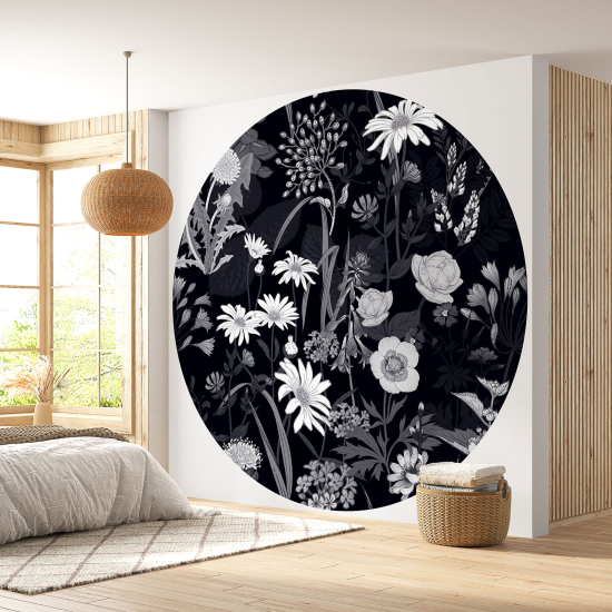 Papel pintado redondo - Motivo floral