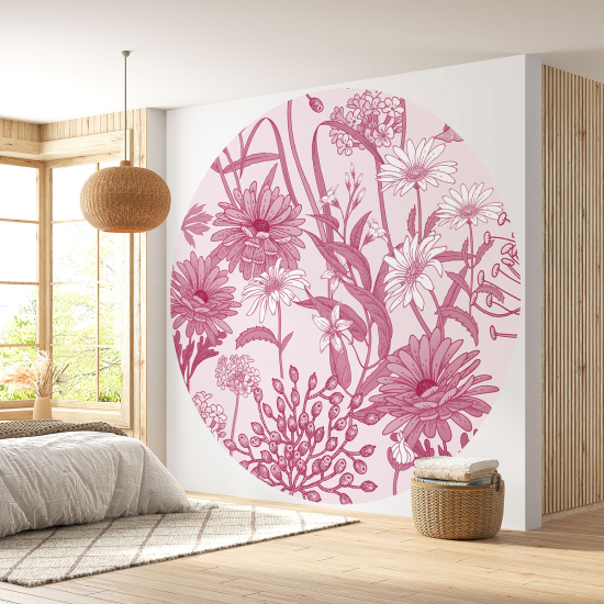 Papel pintado redondo - Motivo floral
