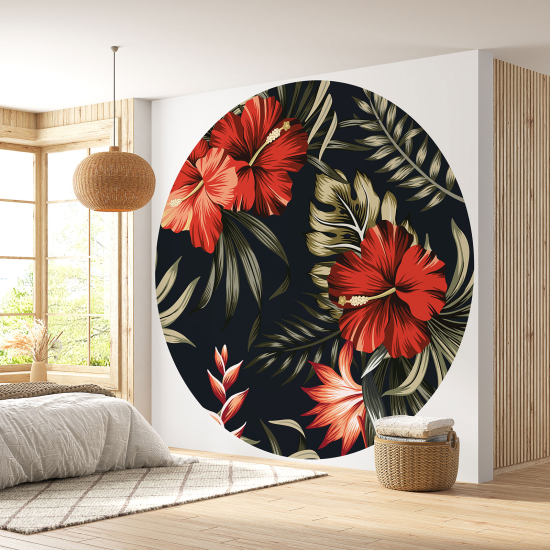 Papel pintado redondo - Motivo floral