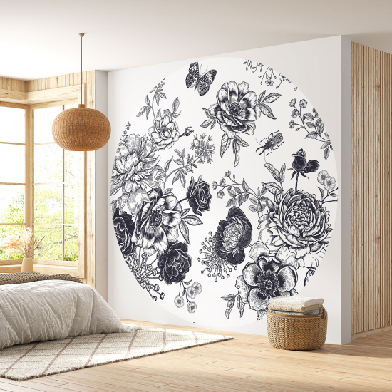 Papel pintado redondo - Motivo floral