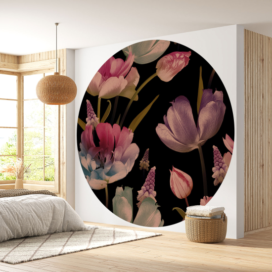 Papel pintado redondo - Motivo floral