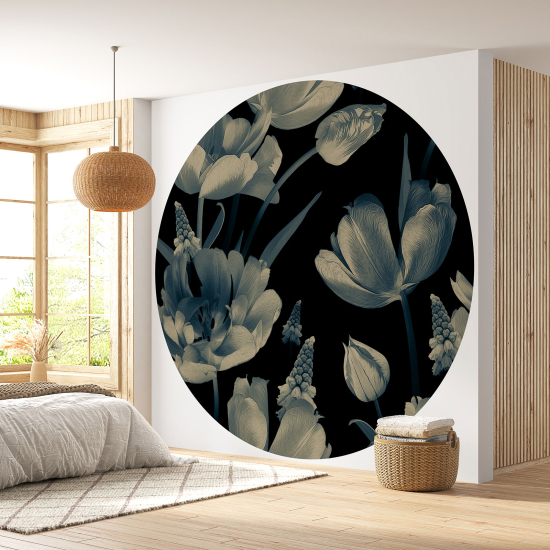Papel pintado redondo - Motivo floral