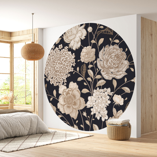 Papel pintado redondo - Motivo floral