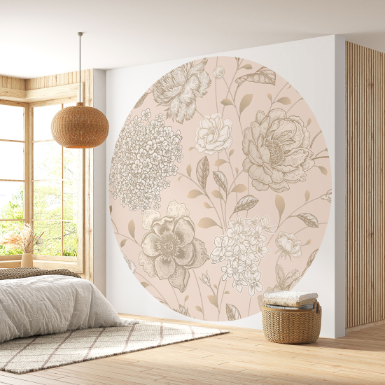 Papel pintado redondo - Motivo floral