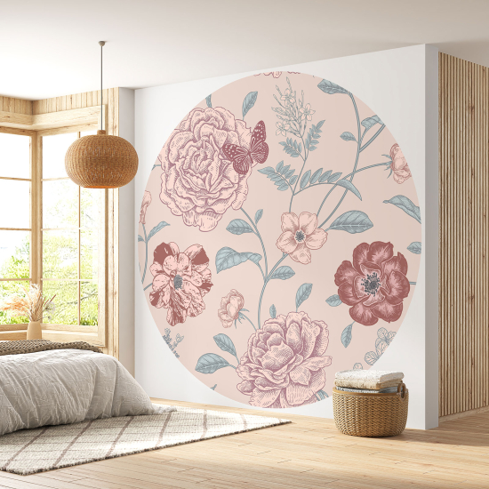 Papel pintado redondo - Motivo floral