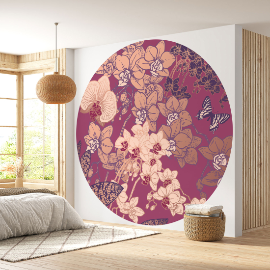 Papel pintado redondo - Motivo floral