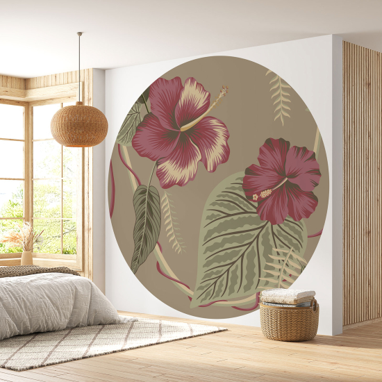 Papel pintado redondo - Motivo floral