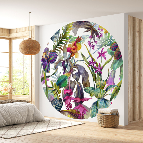 Papel pintado redondo - Motivo floral