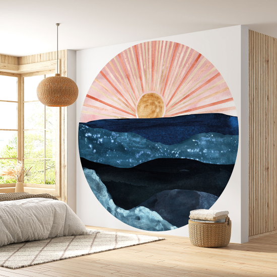 Papel pintado redondo - Paisaje boho