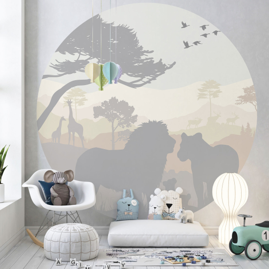 Papel pintado redondo para niños - Infantil - Animales