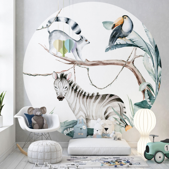 Papel pintado redondo para niños - Infantil - Animales
