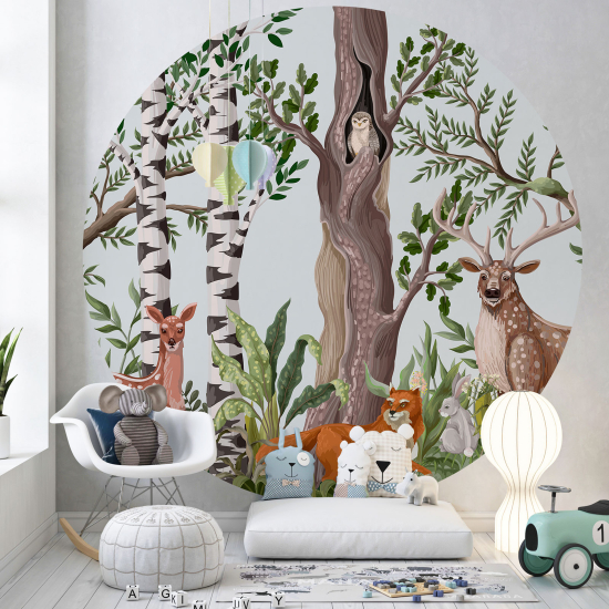 Papel pintado redondo para niños - Infantil - Animales