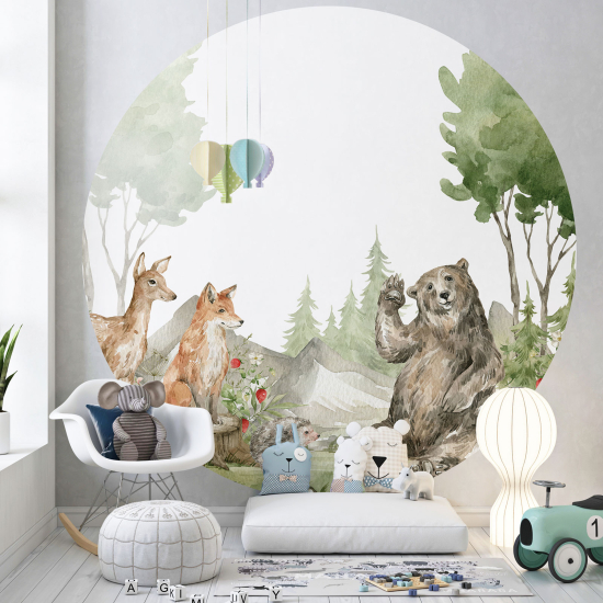 Papel pintado redondo para niños - Infantil - Animales