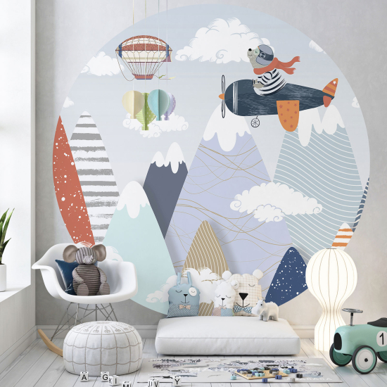 Papel pintado redondo para niños - Infantil - Avión