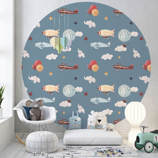 Papel pintado redondo para niños - Infantil - Aviones