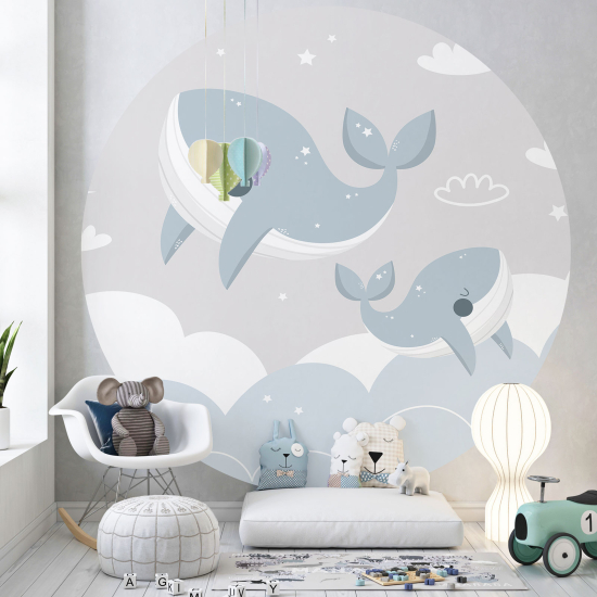 Papel pintado redondo para niños - Infantil - Ballenas