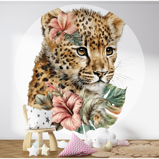Papel pintado redondo para niños - Infantil - Bebé Leopardo