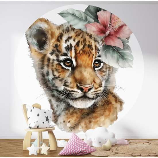 Papel pintado redondo para niños - Infantil - Bebé Leopardo