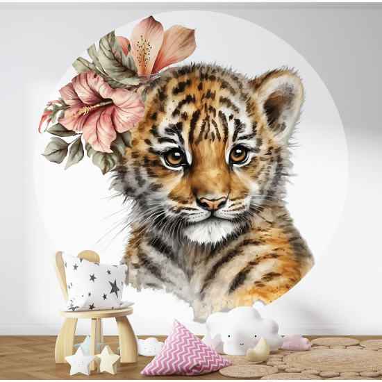 Papel pintado redondo para niños - Infantil - Bebé Tigre