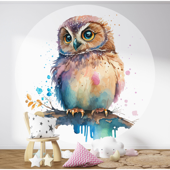 Papel pintado redondo para niños - Infantil - Búho