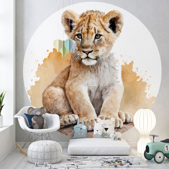 Papel pintado redondo para niños - Infantil - Cachorro de león