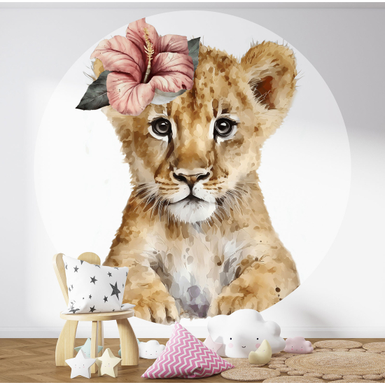 Papel pintado redondo para niños - Infantil - Cachorro de león