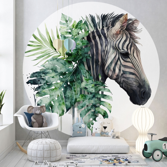 Papel pintado redondo para niños - Infantil - Cebra