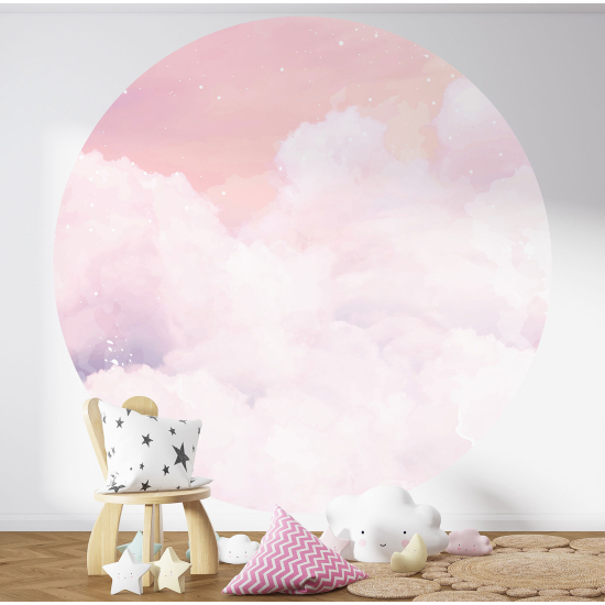 Papel pintado redondo para niños - Infantil - Cielo rosa