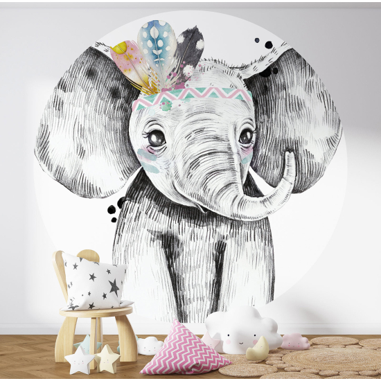 Papel pintado redondo para niños - Infantil - Elefante