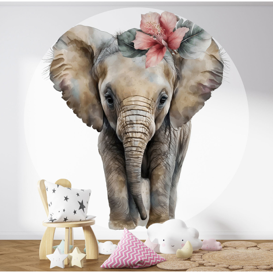 Papel pintado redondo para niños - Infantil - Elefante