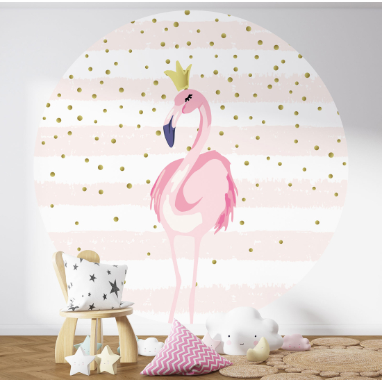 Papel pintado redondo para niños - Infantil - Flamenco rosa
