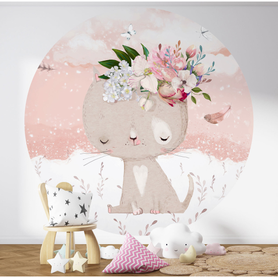 Papel pintado redondo para niños - Infantil - Gatito
