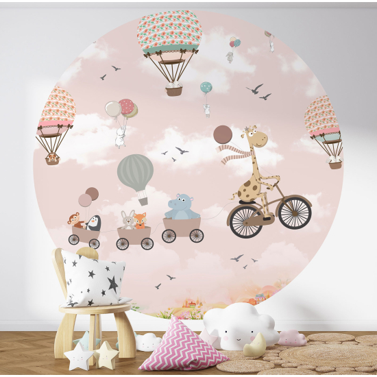 Papel pintado redondo para niños - Infantil - Globos Aerostáticos Animales